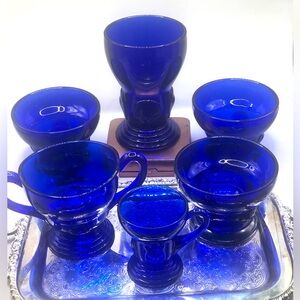 1930’s New Martinsville Moondrop Pattern, Cobalt Blue Glass